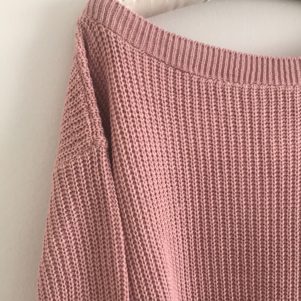 Pink Off Shoulder Sweater - Picture 4 of 5